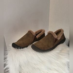 J Sport Cozy Brown Faux Fur Lined Slip-On Shoes, Size 11